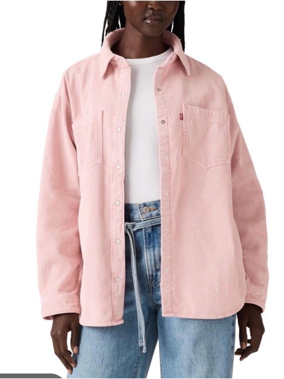Levi's Women’s Pink Corduroy Button-Down Oversized Shirt